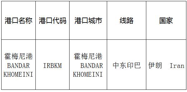 霍梅尼港(Khomeiniport)的港口名稱、港口代碼、線路、所在國家
