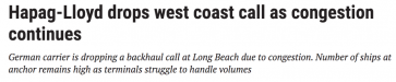 美西擁堵加劇，赫伯羅特減少長灘港掛靠；旗下船員確診新冠，美東船