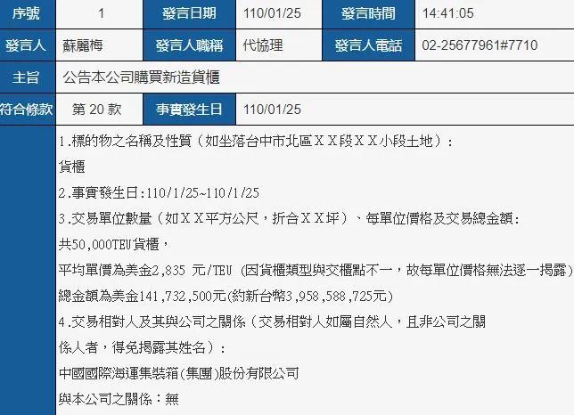 5.65億美元訂造12艘新船，1.4億美元購入50000TEU集裝箱，這家船公司拋出大手筆
