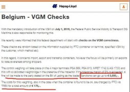 注意！這兩個國家嚴格實施集裝箱重量VGM要求，超重罰款可能高達5000歐