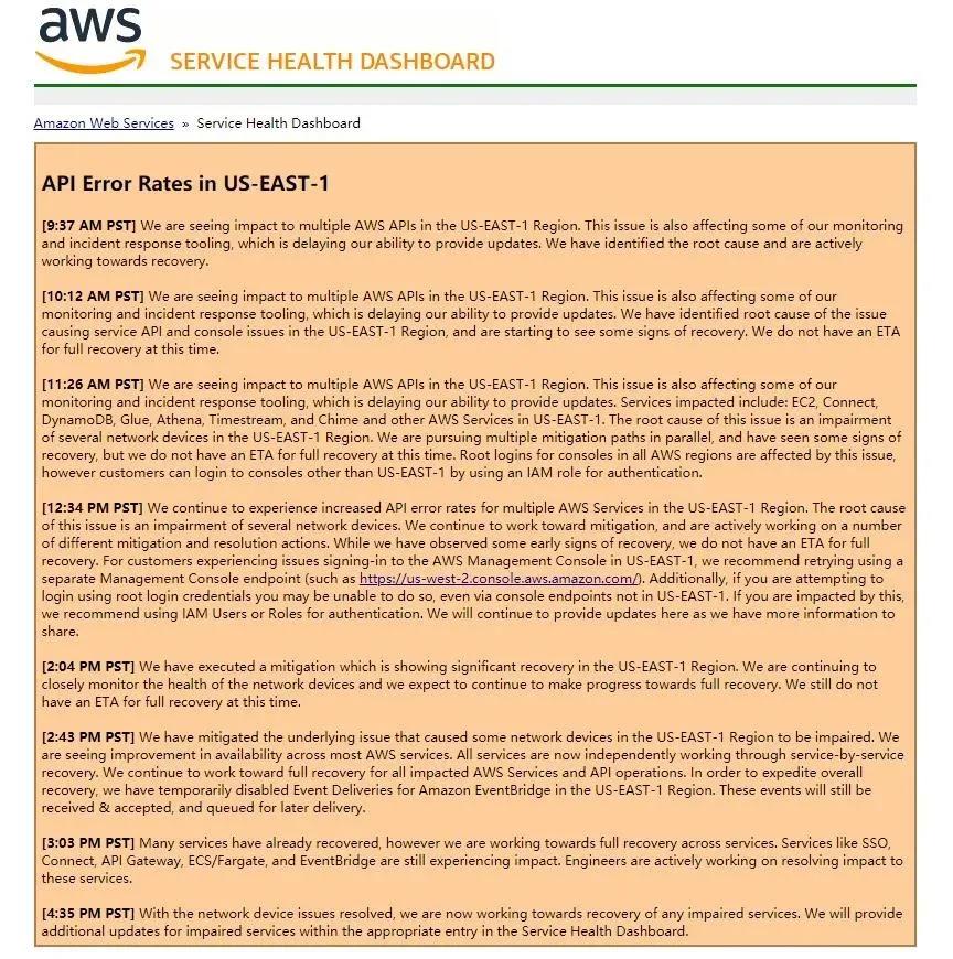 宕機7小時！亞馬遜系統全線崩潰癱瘓！包裹嚴重延誤警告......