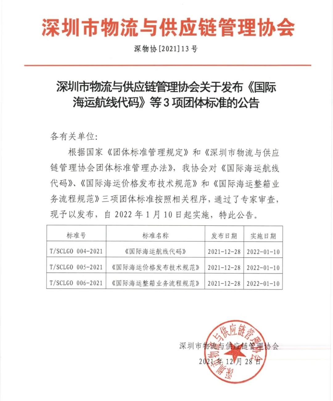 重磅！《國際海運航線代碼》《國際海運價格發布技術規范》等三項團體標準正式發布！
